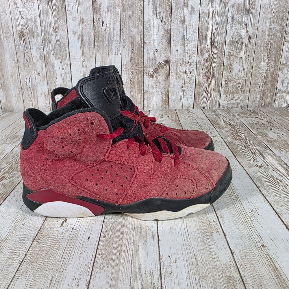 Jordan 6 Retro Red Suede Basketball Shoes Sneakers Youth Size 2Y